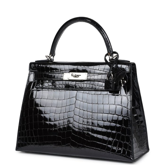 Handmade HKS 28 Black Shiny Niloticus Crocodile Palladium Hardware - 图片 3