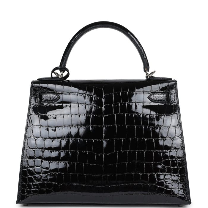 Handmade HKS 28 Black Shiny Niloticus Crocodile Palladium Hardware - 图片 5