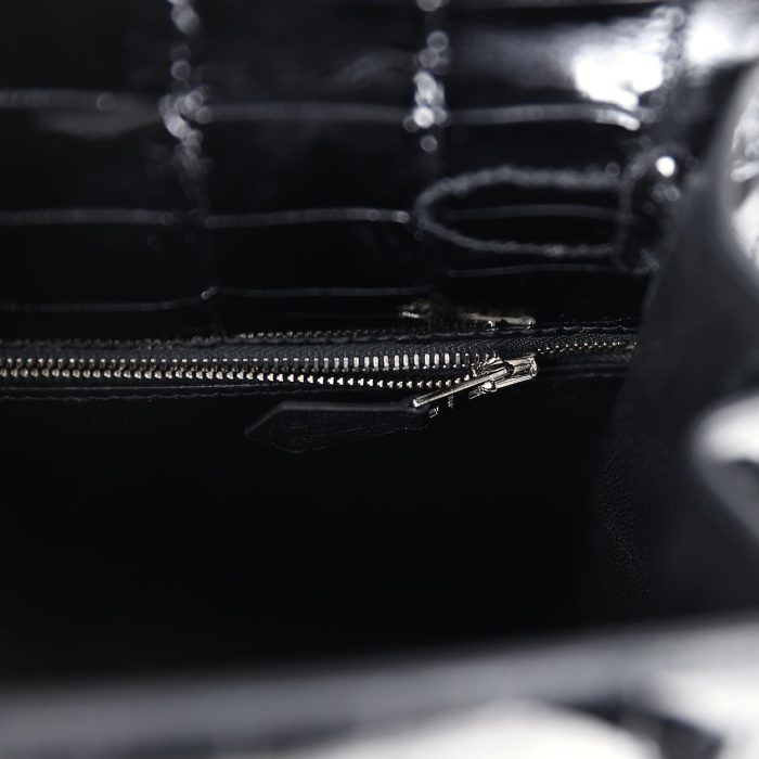 Handmade HKS 28 Black Shiny Niloticus Crocodile Palladium Hardware - 图片 9