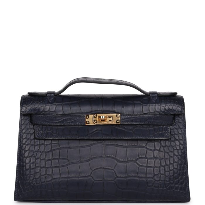 Handmade HKP Bleu Indigo Matte Alligator Gold Hardware