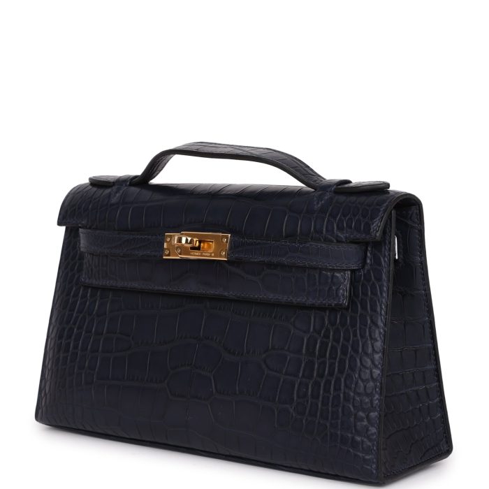 Handmade HKP Bleu Indigo Matte Alligator Gold Hardware - 图片 3