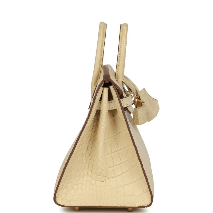 Handmade Bag HB Sellier 20 Vanille Matte Alligator Gold Hardware - 图片 4