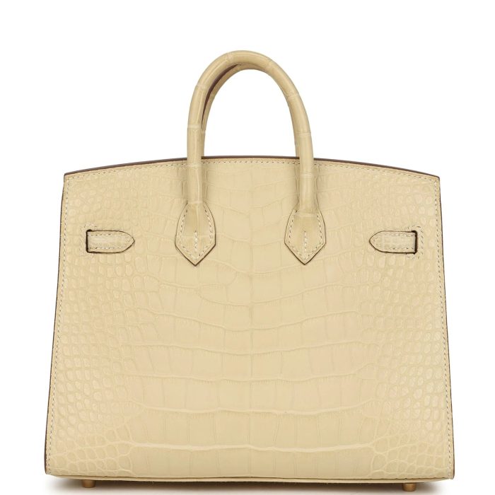 Handmade Bag HB Sellier 20 Vanille Matte Alligator Gold Hardware - 图片 5