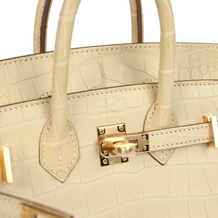 Handmade Bag HB Sellier 20 Vanille Matte Alligator Gold Hardware - 图片 7