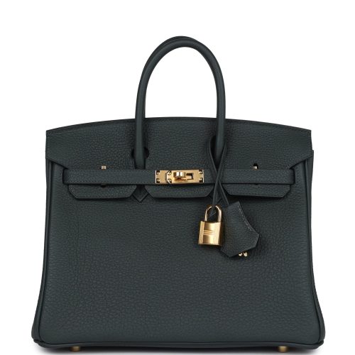 Handmade Bag HB 25 Vert Fonce Togo Gold Hardware