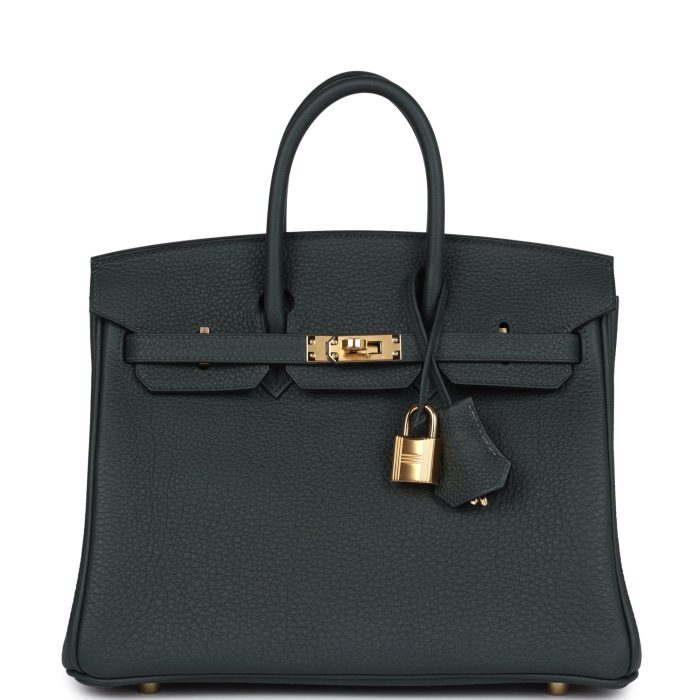 Handmade Bag HB 25 Vert Fonce Togo Gold Hardware