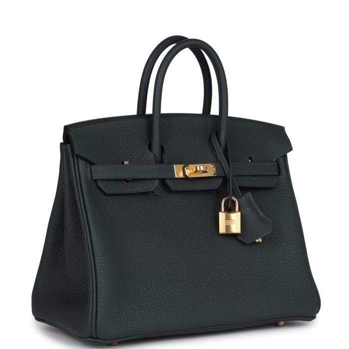 Handmade Bag HB 25 Vert Fonce Togo Gold Hardware - 图片 2