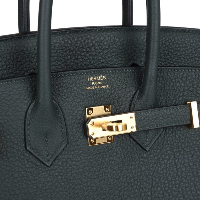 Handmade Bag HB 25 Vert Fonce Togo Gold Hardware - 图片 6