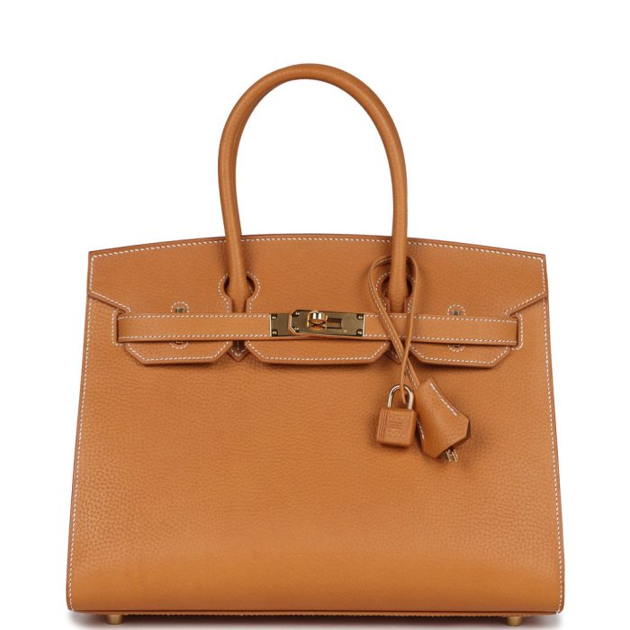 Handmade Bag HB Sellier 30 Naturel Sable Vache Naturel Graine Gold Hardware