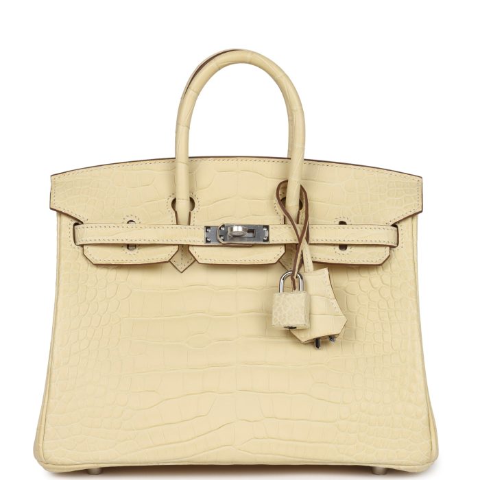 Handmade Bag HB 25 Vanille Matte Alligator Palladium Hardware