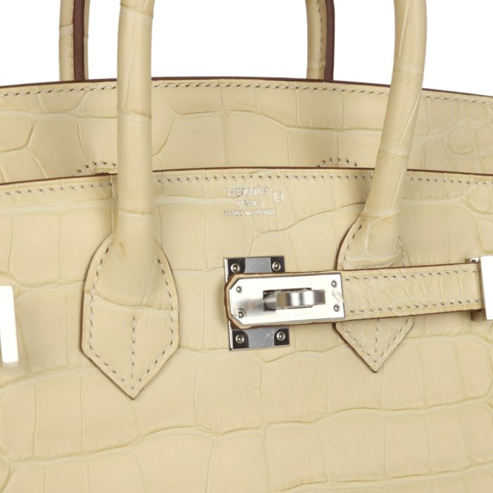Handmade Bag HB 25 Vanille Matte Alligator Palladium Hardware - 图片 6