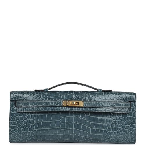 Handmade Bag HKC Colvert Shiny Porosus Crocodile Gold Hardware