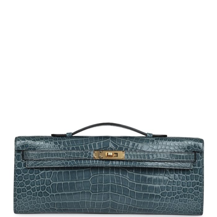 Handmade Bag HKC Colvert Shiny Porosus Crocodile Gold Hardware