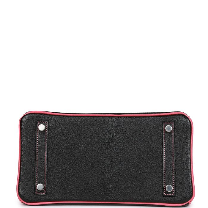 Handmade Bag HSOB(HSS) 25 Black and Rose Azalee Chèvre Brushed Palladium Hardware - 图片 5