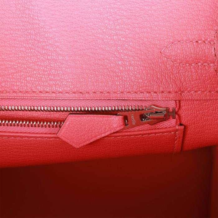 Handmade Bag HSOB(HSS) 25 Black and Rose Azalee Chèvre Brushed Palladium Hardware - 图片 8
