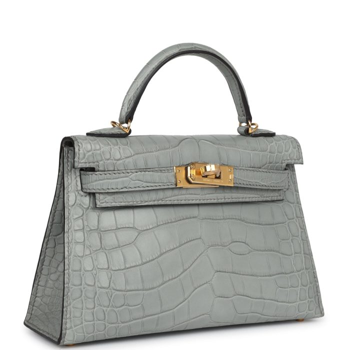 Handmade HKS 20 Gris Ciment Matte Alligator Gold Hardware - 图片 2