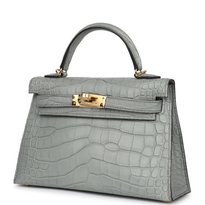 Handmade HKS 20 Gris Ciment Matte Alligator Gold Hardware - 图片 3