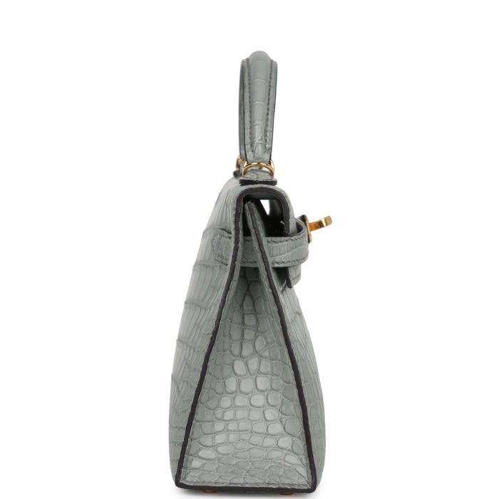 Handmade HKS 20 Gris Ciment Matte Alligator Gold Hardware - 图片 4