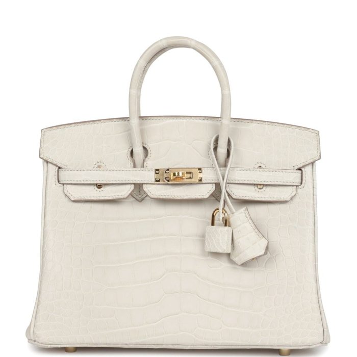 Handmade Bag HB 25 Beton Matte Alligator Gold Hardware