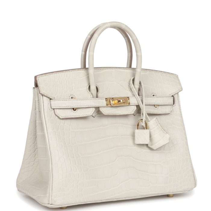 Handmade Bag HB 25 Beton Matte Alligator Gold Hardware - 图片 2