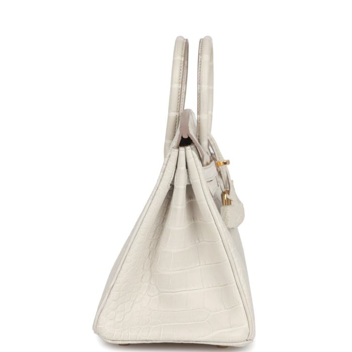 Handmade Bag HB 25 Beton Matte Alligator Gold Hardware - 图片 3