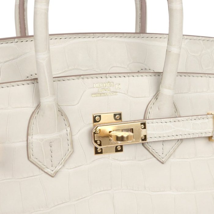 Handmade Bag HB 25 Beton Matte Alligator Gold Hardware - 图片 6