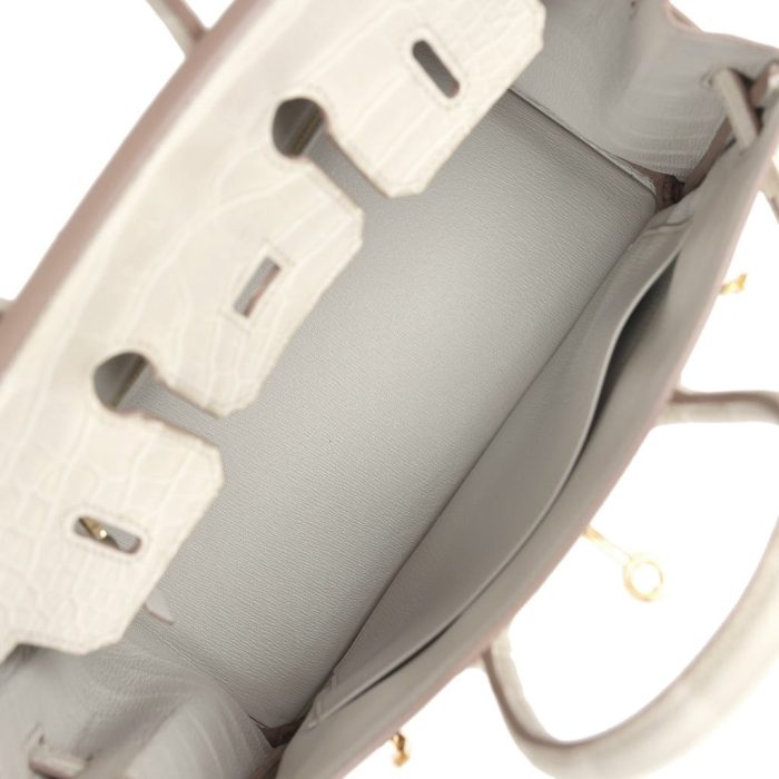 Handmade Bag HB 25 Beton Matte Alligator Gold Hardware - 图片 7