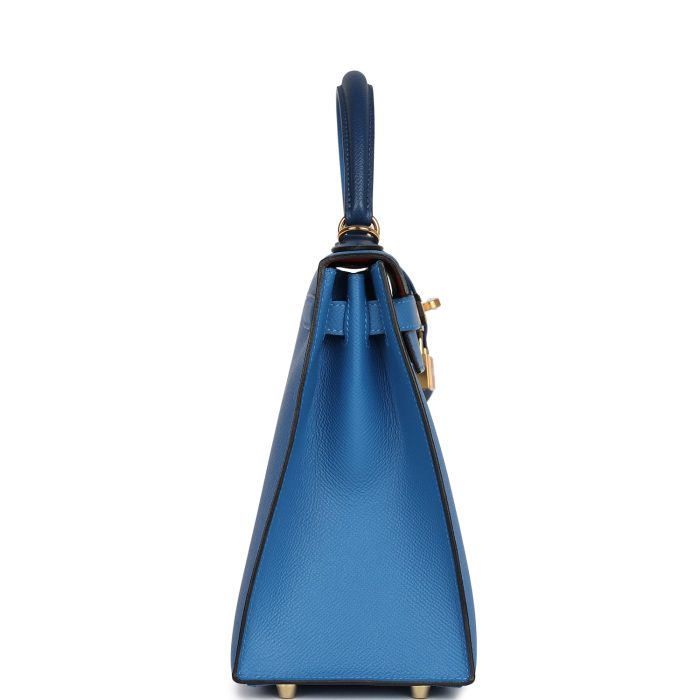Handmade HKS 28 Casaque Deep Bleu and Mykonos Epsom Gold Hardware - 图片 3