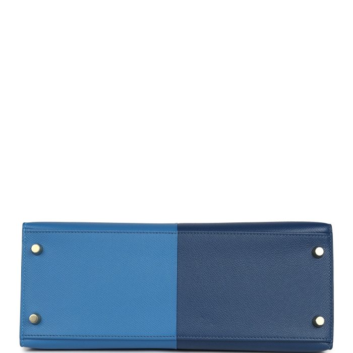 Handmade HKS 28 Casaque Deep Bleu and Mykonos Epsom Gold Hardware - 图片 5