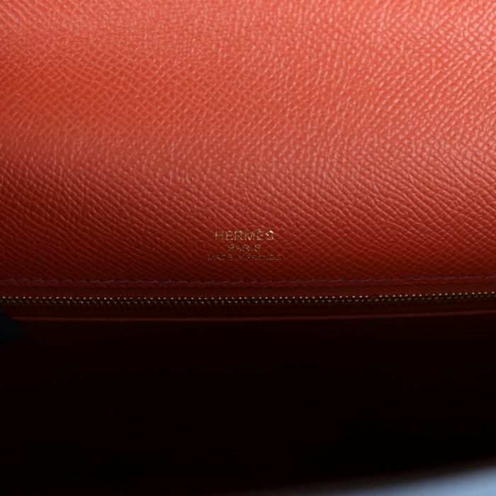 Handmade HKS 28 Casaque Deep Bleu and Mykonos Epsom Gold Hardware - 图片 6