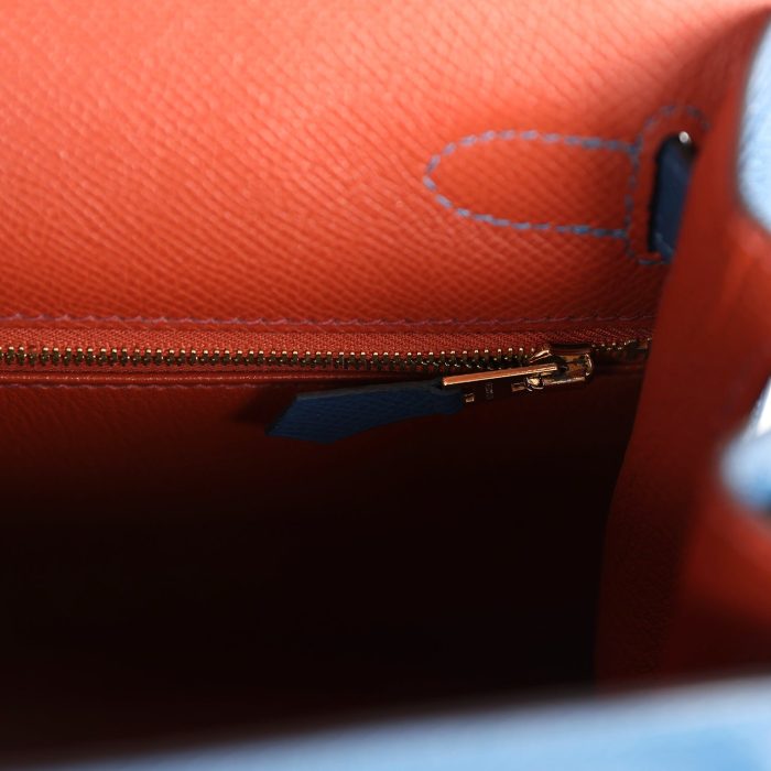 Handmade HKS 28 Casaque Deep Bleu and Mykonos Epsom Gold Hardware - 图片 8