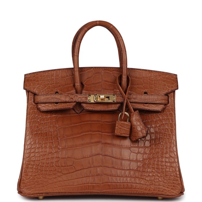 Handmade Bag HB 25 Gold Matte Alligator Gold Hardware