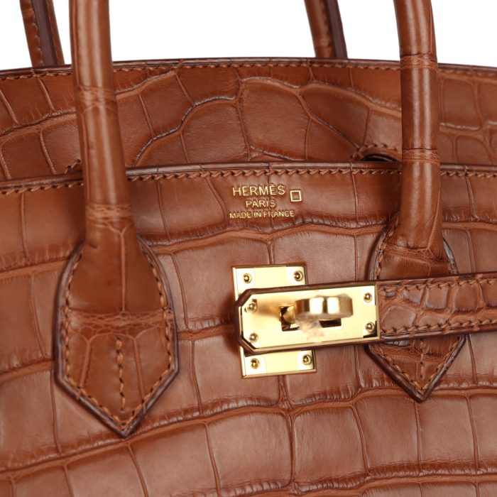 Handmade Bag HB 25 Gold Matte Alligator Gold Hardware - 图片 6