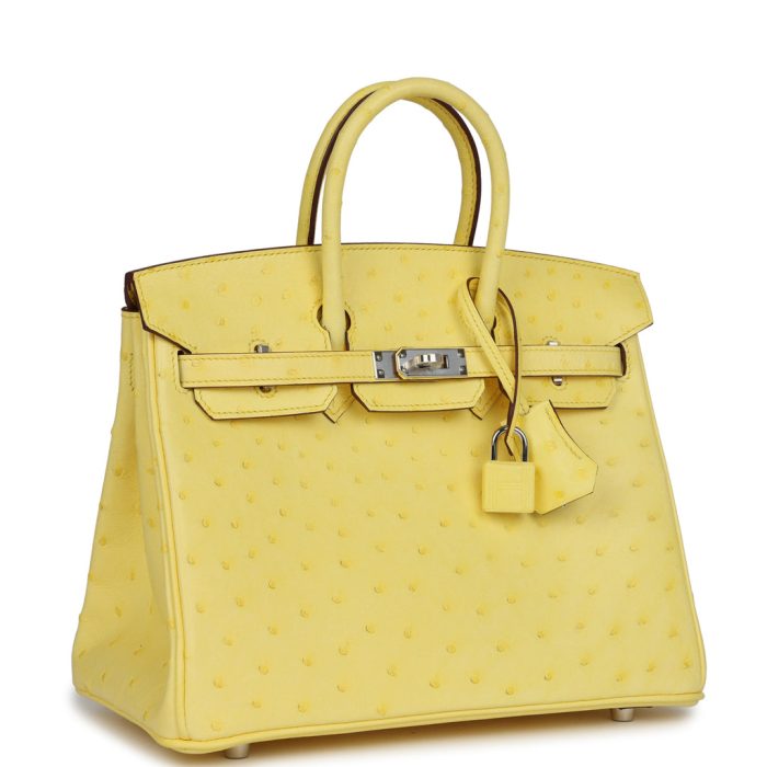 Handmade Bag HB 25 Jaune Citron Ostrich Palladium Hardware - 图片 2