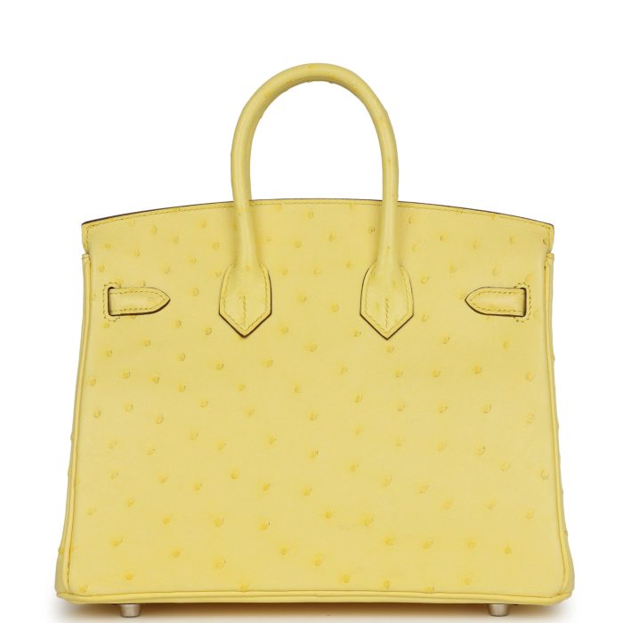 Handmade Bag HB 25 Jaune Citron Ostrich Palladium Hardware - 图片 4