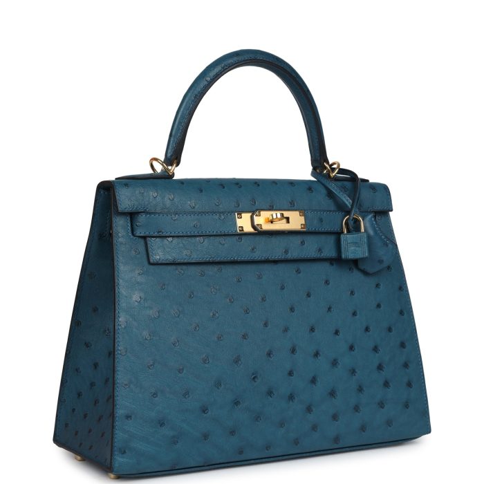 Handmade HKS 28 Cobalt Ostrich Gold Hardware - 图片 2