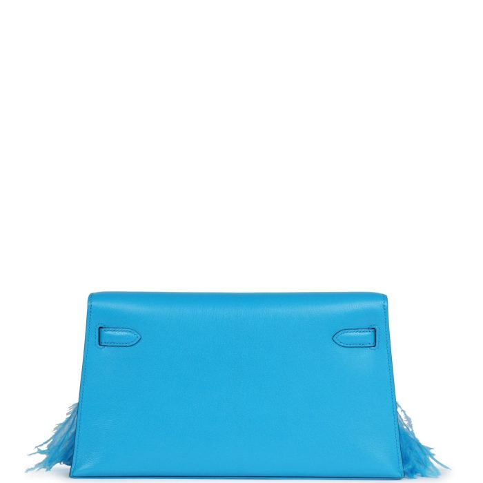 Handmade HKEF Bleu Frida Chevre Chamkila and Ostrich Feathers Palladium Hardware - 图片 4
