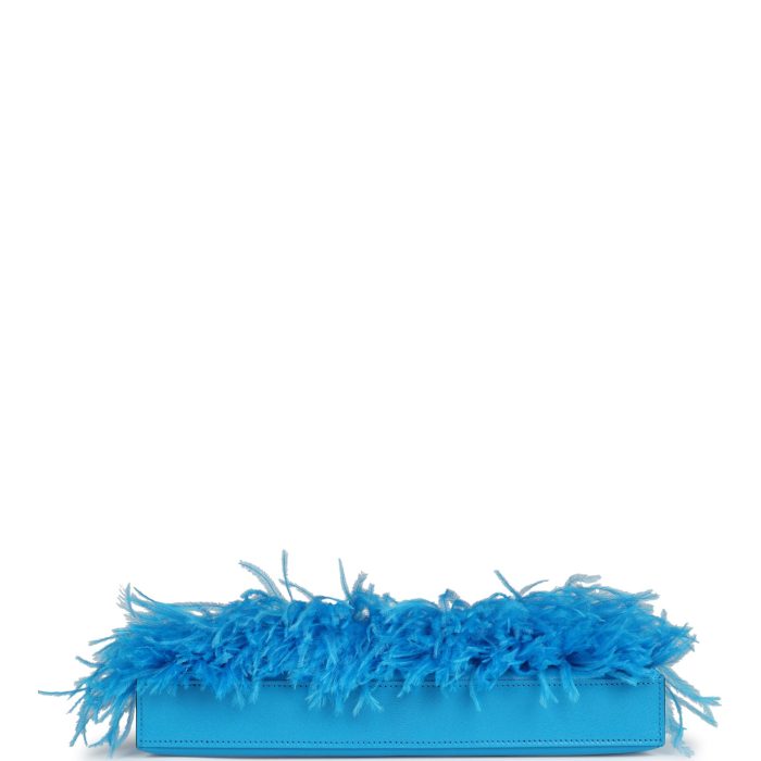 Handmade HKEF Bleu Frida Chevre Chamkila and Ostrich Feathers Palladium Hardware - 图片 6