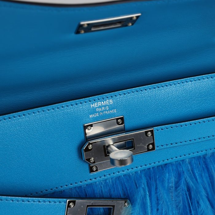 Handmade HKEF Bleu Frida Chevre Chamkila and Ostrich Feathers Palladium Hardware - 图片 7