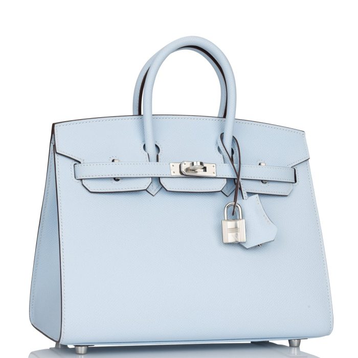 Handmade Bag HB Sellier 25 Bleu Brume Epsom Palladium Hardware - 图片 2
