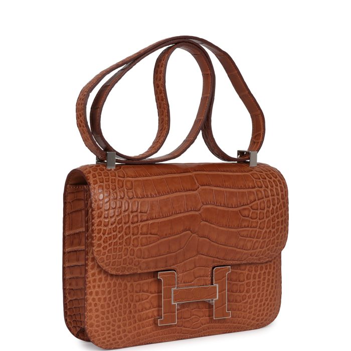 Handmade Bag HC 1-24 Gold Matte Alligator Marquette Palladium Hardware - 图片 2