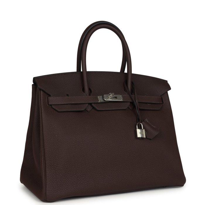 Handmade Bag HB 35 Chocolate Togo Palladium Hardware - 图片 2