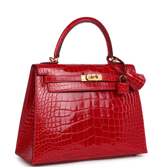 Handmade HKS 25 Braise Shiny Alligator Mississippiensis Gold Hardware - 图片 2