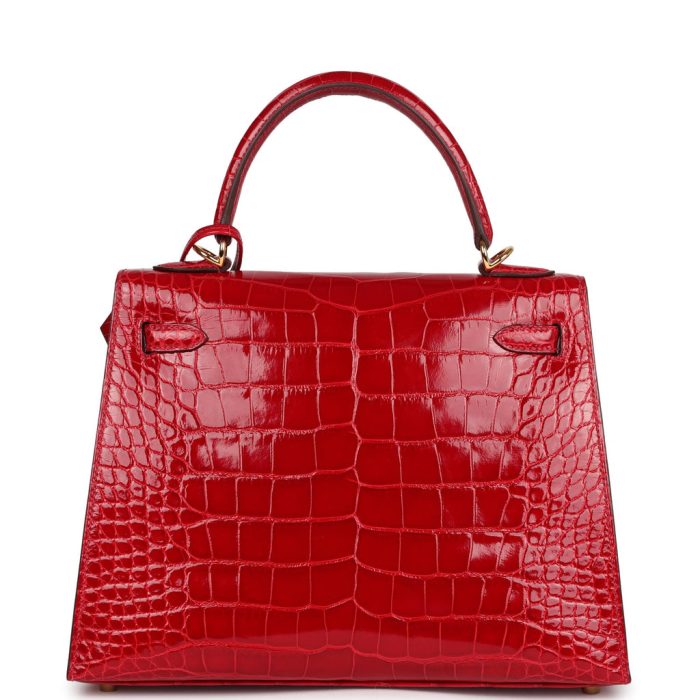 Handmade HKS 25 Braise Shiny Alligator Mississippiensis Gold Hardware - 图片 4