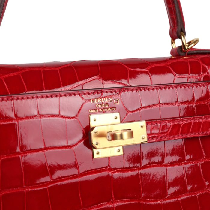 Handmade HKS 25 Braise Shiny Alligator Mississippiensis Gold Hardware - 图片 6