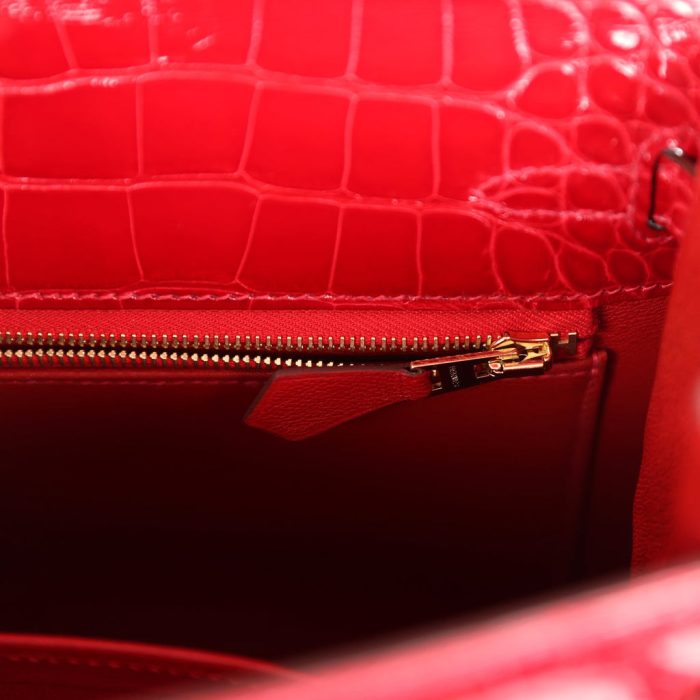 Handmade HKS 25 Braise Shiny Alligator Mississippiensis Gold Hardware - 图片 8