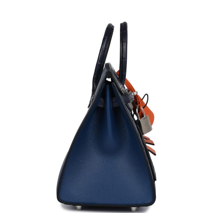 Handmade Bag HNSFB 20 Bleu Marine Matte Alligator Palladium Hardware - 图片 3