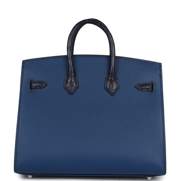 Handmade Bag HNSFB 20 Bleu Marine Matte Alligator Palladium Hardware - 图片 4