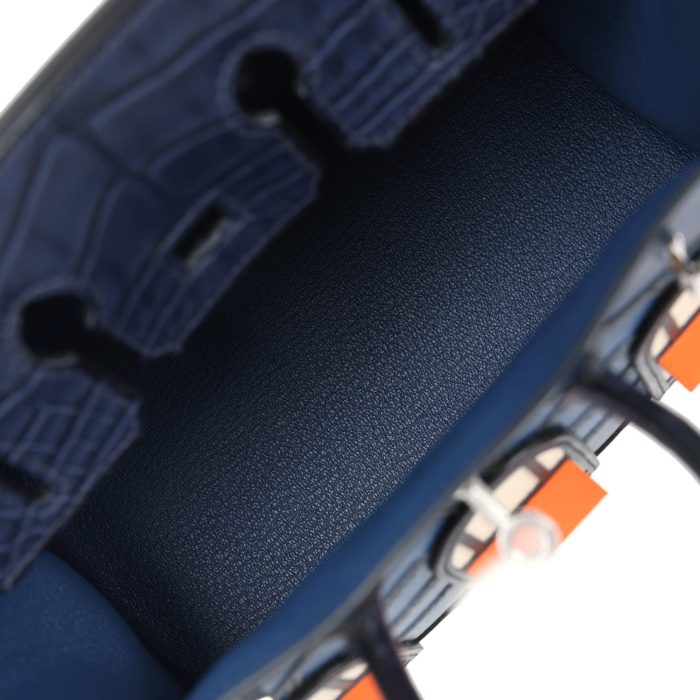 Handmade Bag HNSFB 20 Bleu Marine Matte Alligator Palladium Hardware - 图片 8