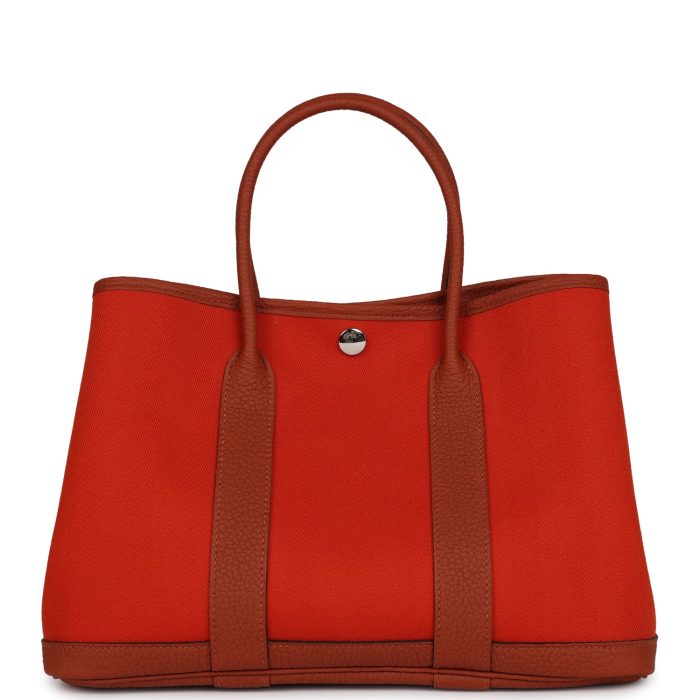 Handmade Bag HGP 30 Terre Battue and Cuivre Toile Canvas and Negonda Palladium Hardware
